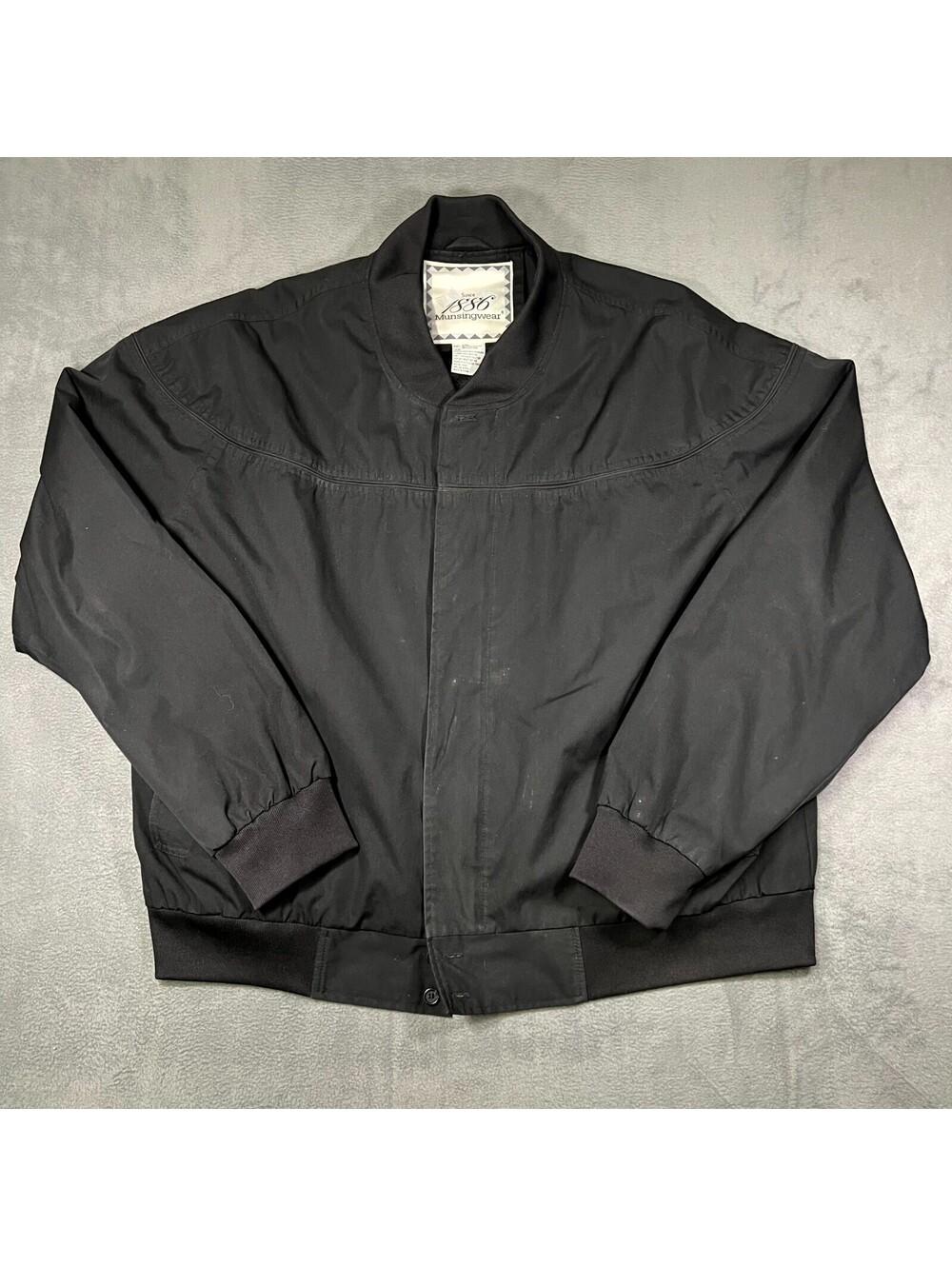 Vintage Munsingwear Jacket Black Men 2XL Bomber Cup Shoulder Mesh Lining Western
